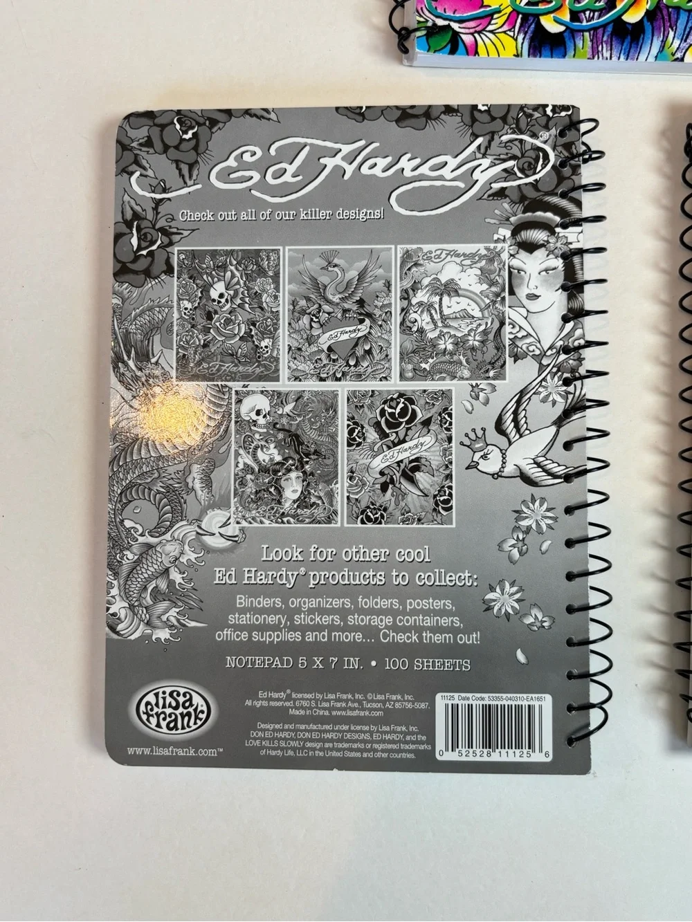 Ed Hardy Lisa Frank Spiral Notebooks Lot of 3 Love Kills Slowly 5x7